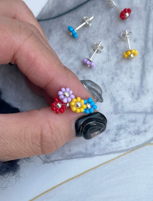 비즈 플라워 귀걸이 beads flower earring