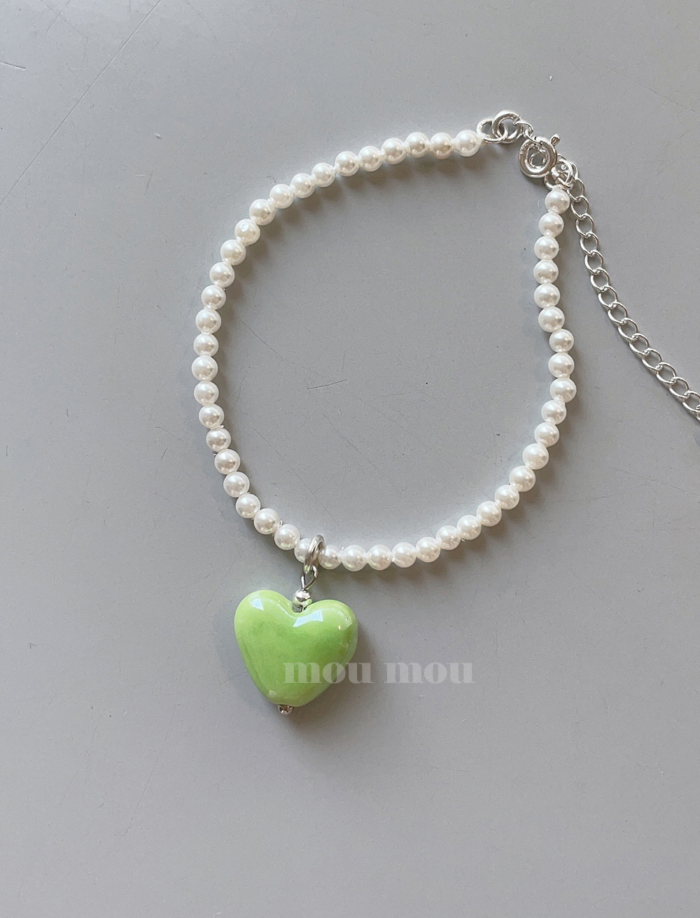 세라믹 하트 진주 팔찌 ceramic heart pearl bracelet