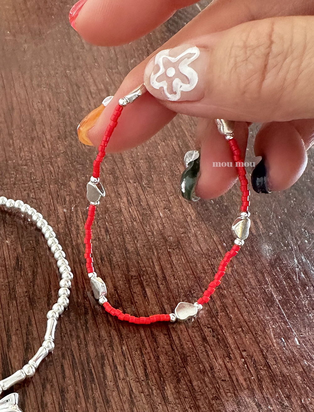 비비드 비즈 하트 팔찌 vivid beads heart bracelet