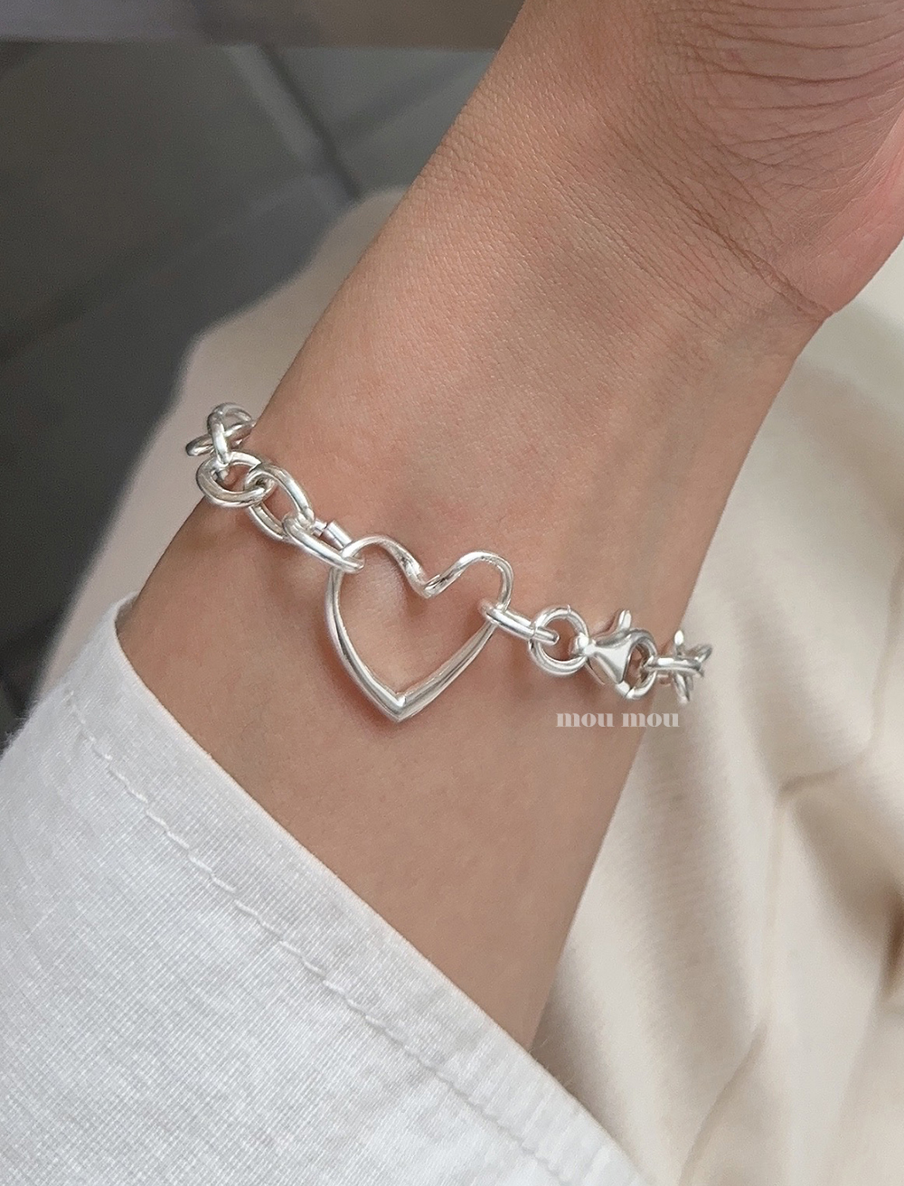 웨이브 하트 체인 팔찌 waved heart chain bracelet