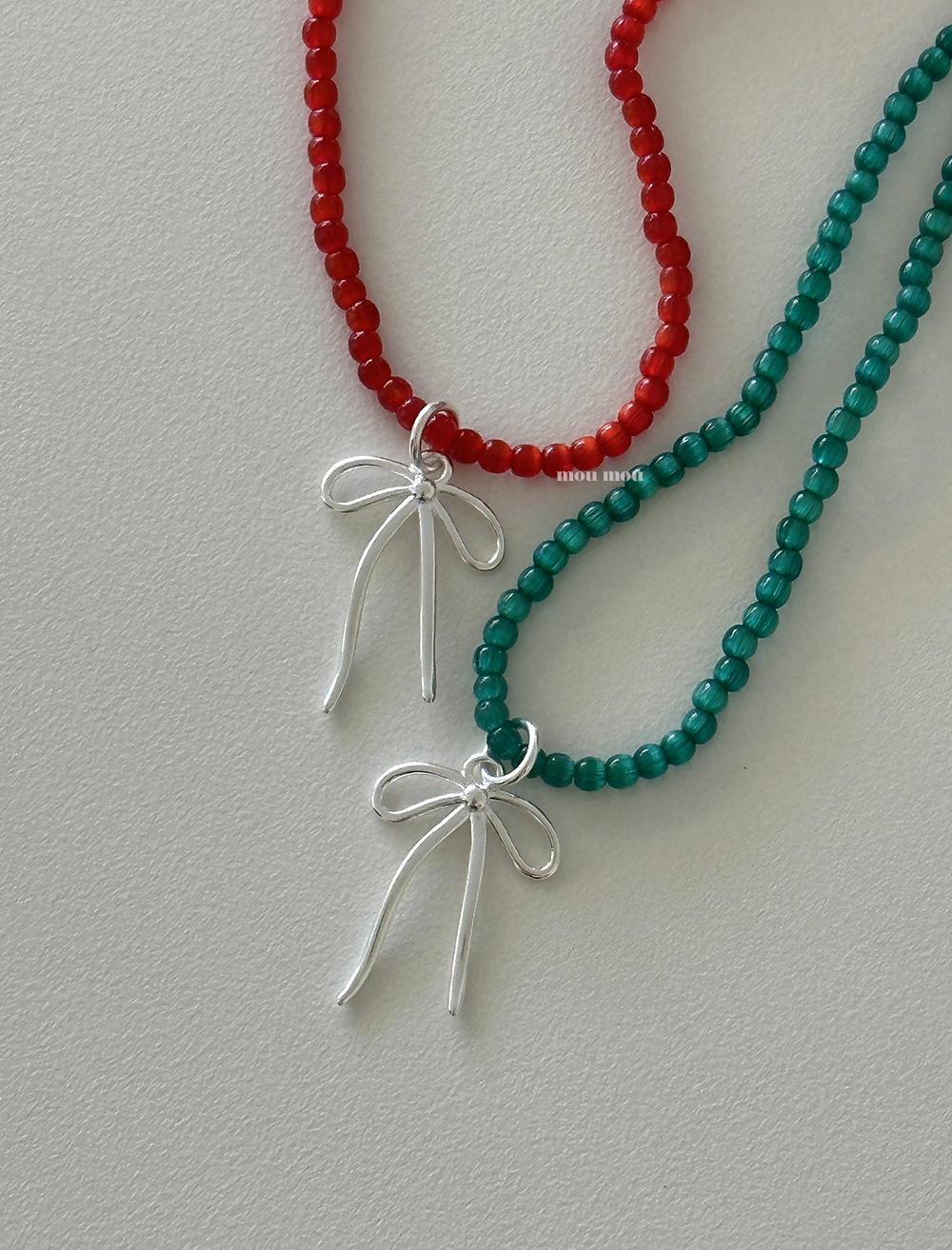 미니 리본 비즈 목걸이  mini ribbon beads necklace