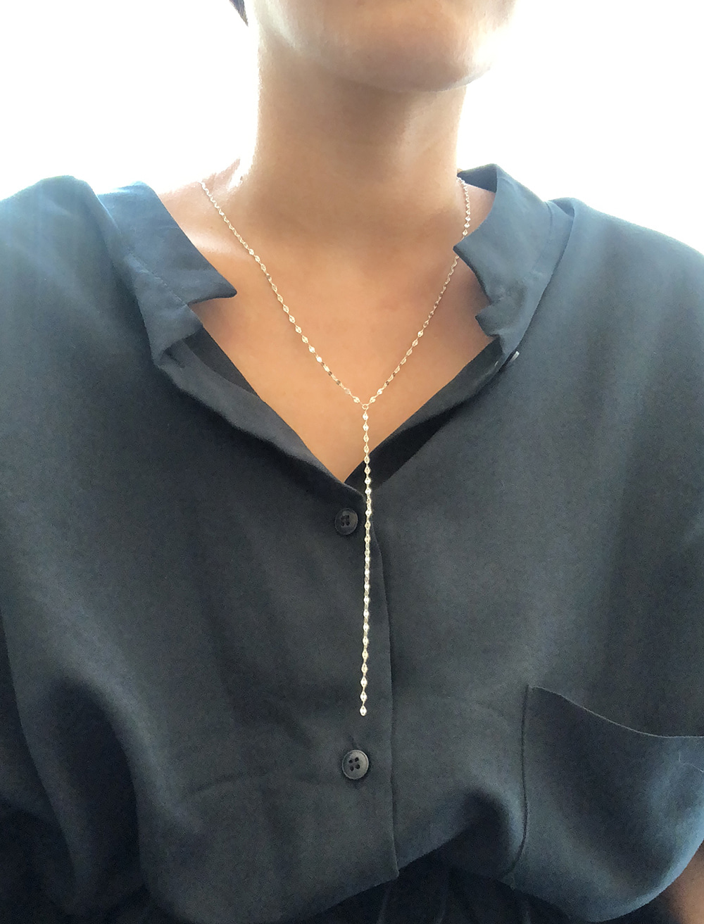 이태리 실버 체인 Y 목걸이 Italy silver chain Y necklace