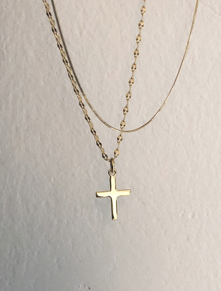 골드 십자가 목걸이 gold plated cross necklace