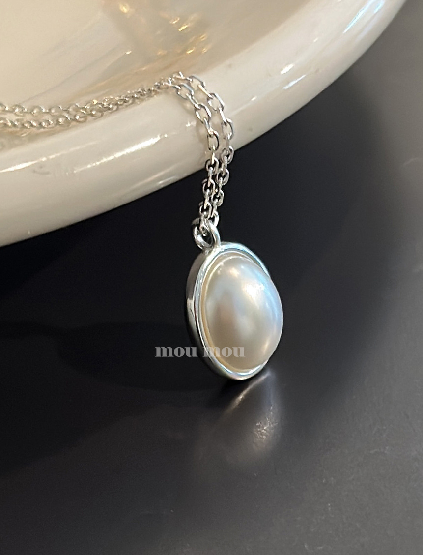타원 진주 목걸이 oval pearl necklace