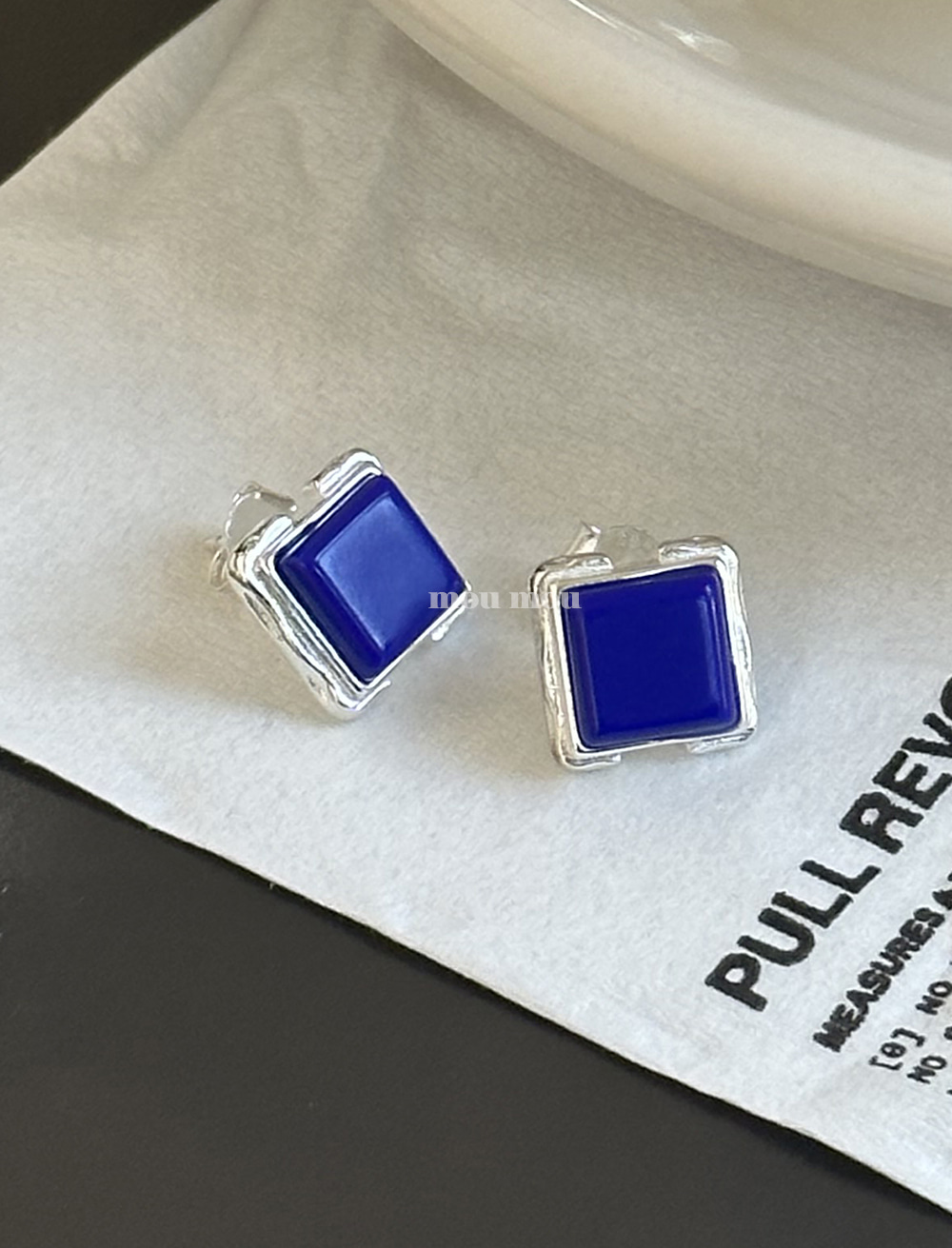 스퀘어 라피스 귀걸이 square Lapis Lazuli earring