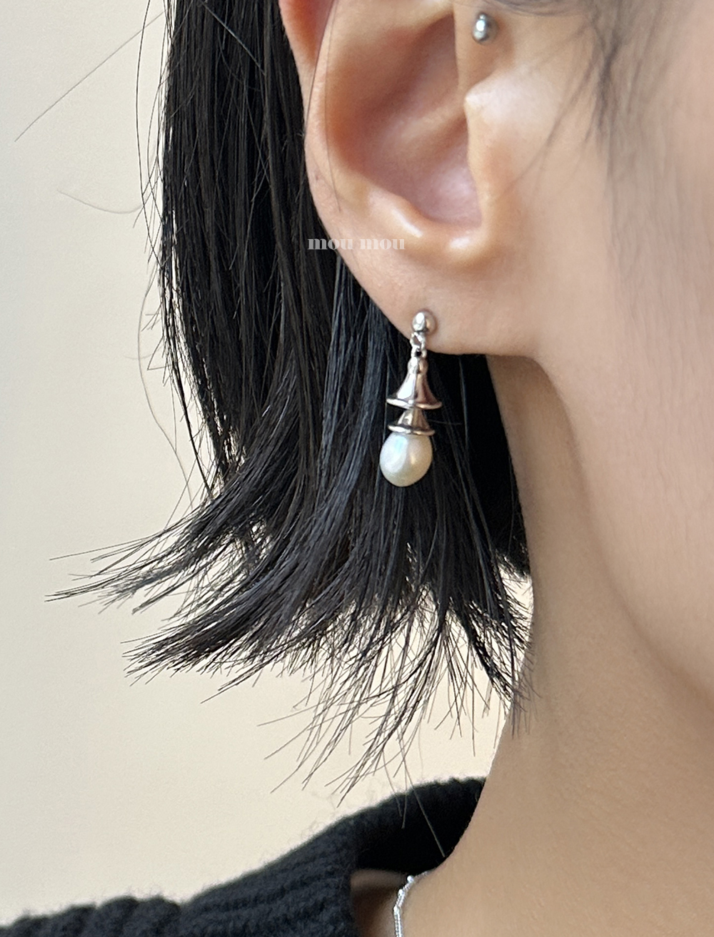 진주 벨 귀걸이 pearl bell earring