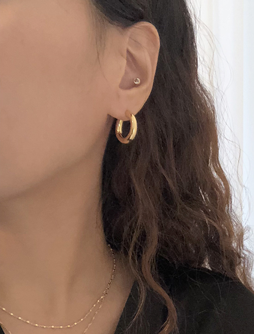 4 mm X 2 cm 볼드 링 귀걸이 bold hoop earring