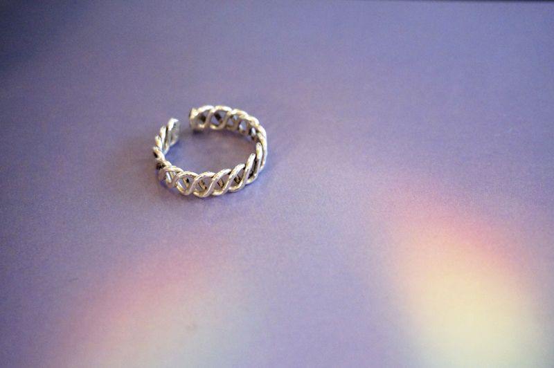 silver _ antique chain cuff ring