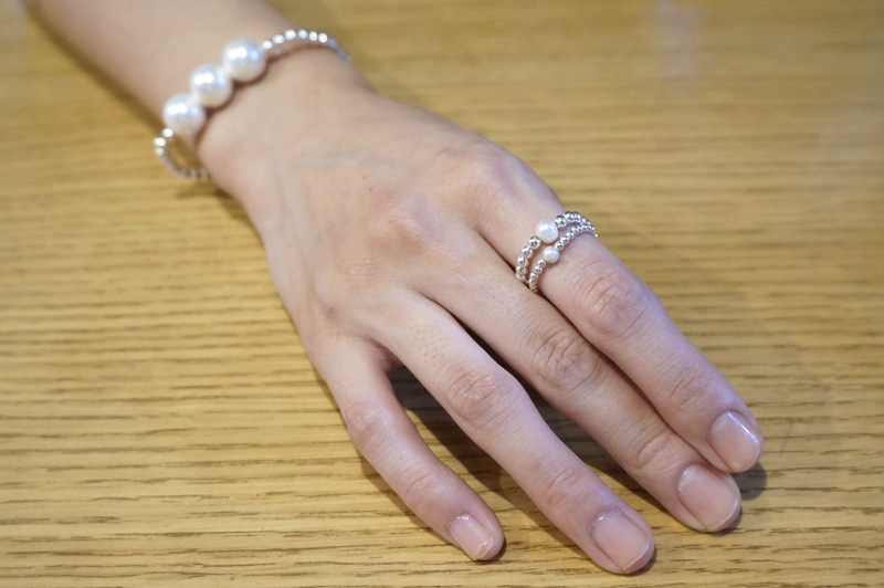 silver _ PEARL ball ring 