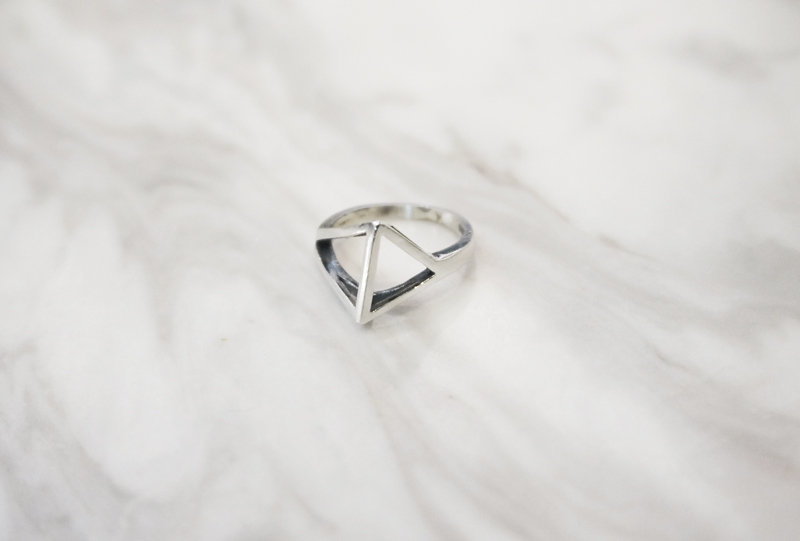 silver _ split triangle ring