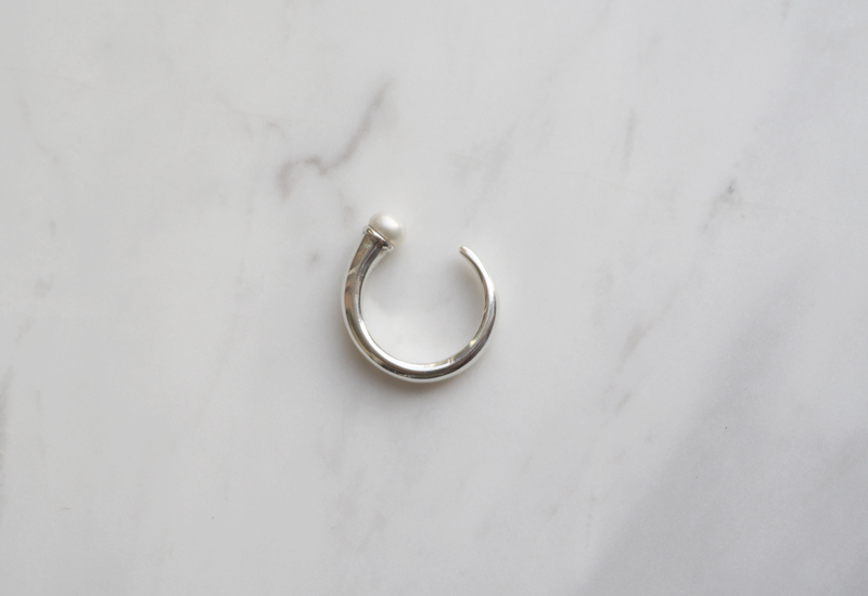 silver _ pearl open ring