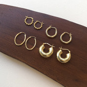 네 가지 골드 링 귀걸이 4 gold plated hoops earring