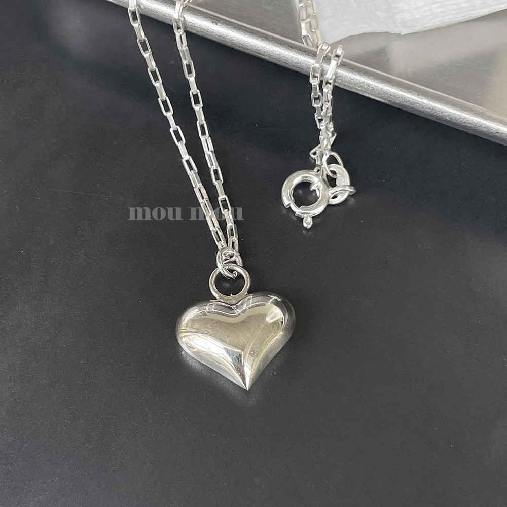 사각 체인 하트 목걸이 square chain heart necklace