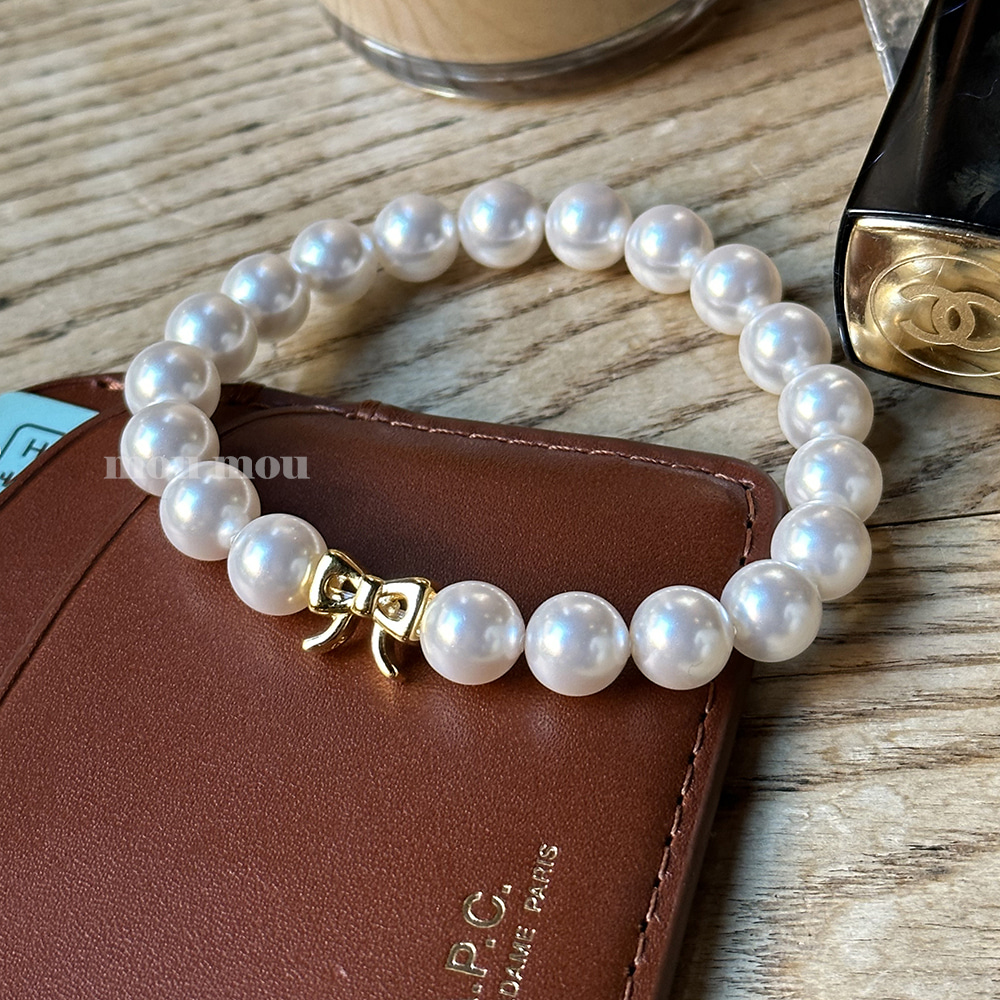 일시품절 재입고 미정 / 리본 진주 팔찌 ribbon pearl bracelet