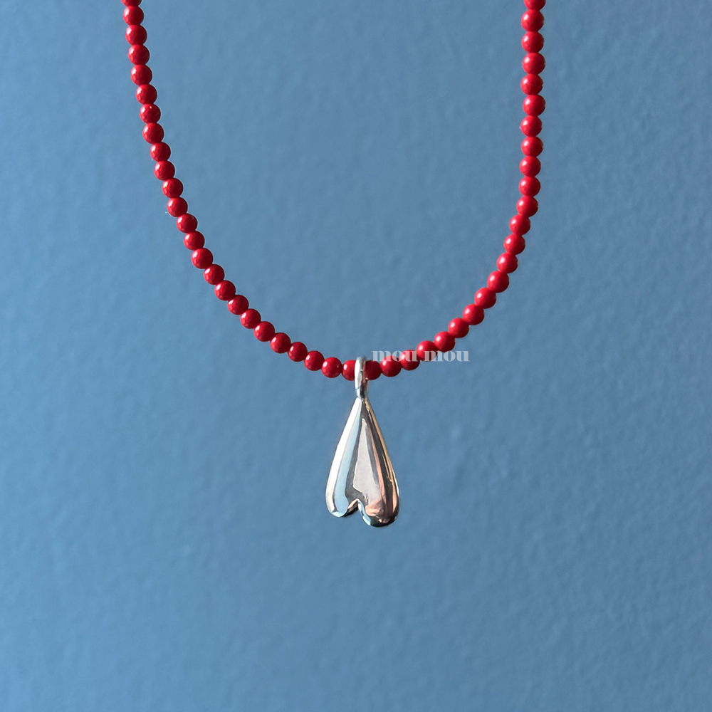 산호 하트 목걸이 coral heart necklace