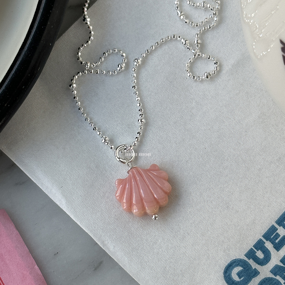 핑크 조개 목걸이 pink shell necklace