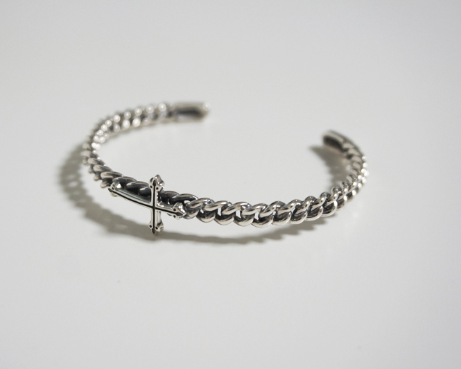 silver _ cross chain cuff bracelet